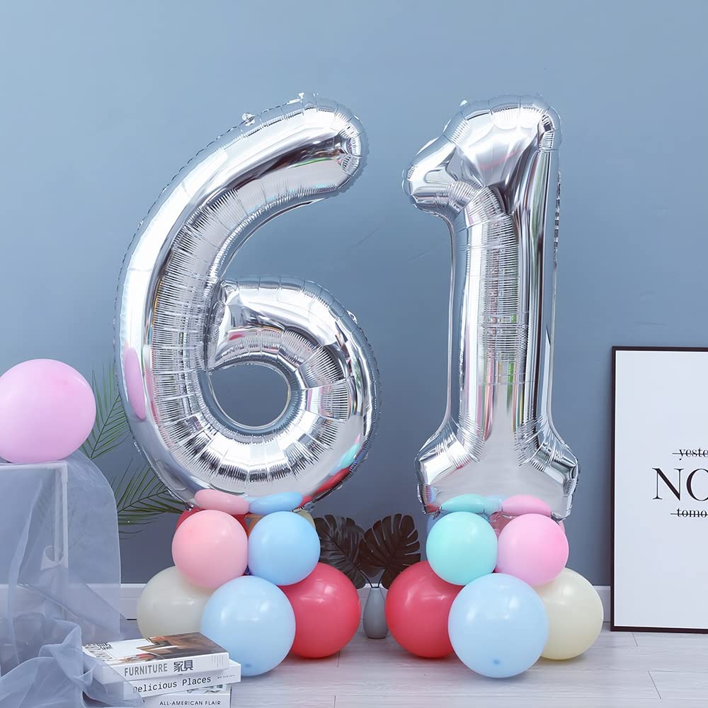 Foil Globo Número 5 Azul 40" (101cm), Inflable Helio o aire, Gigante Numeros 0-9, 10-19, 20-29, 30-100, Grande Globos Decoración para La Boda Aniversario y Cumpleaños Fiestas — view 158