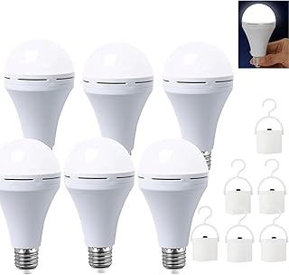 Power Reserve Light Bulbs, Globe Power Reserve Battery Light Bulbs, Rechargeable Emergency Light Bulb, Power Outage Light Bulb, for Home, Camping, Hiking, Outdoor Use (15W 6PCS)