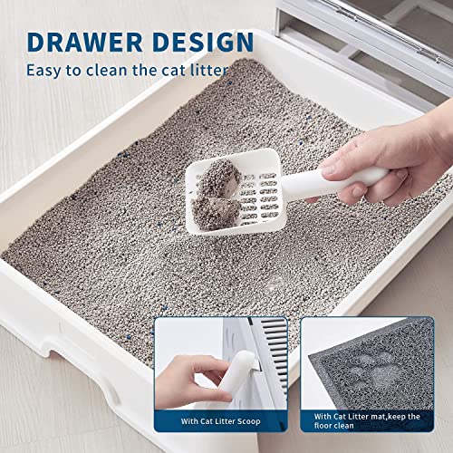 Image of 24x7 eMall Oversized Foldable Cat Litter Box, Litter Box with Lid Extra Large Front Entry Top Exit, Drawer Type Enclosed with Litter Scoop, Cat Toilet Easy Cleaning - 51x41x38 Cm