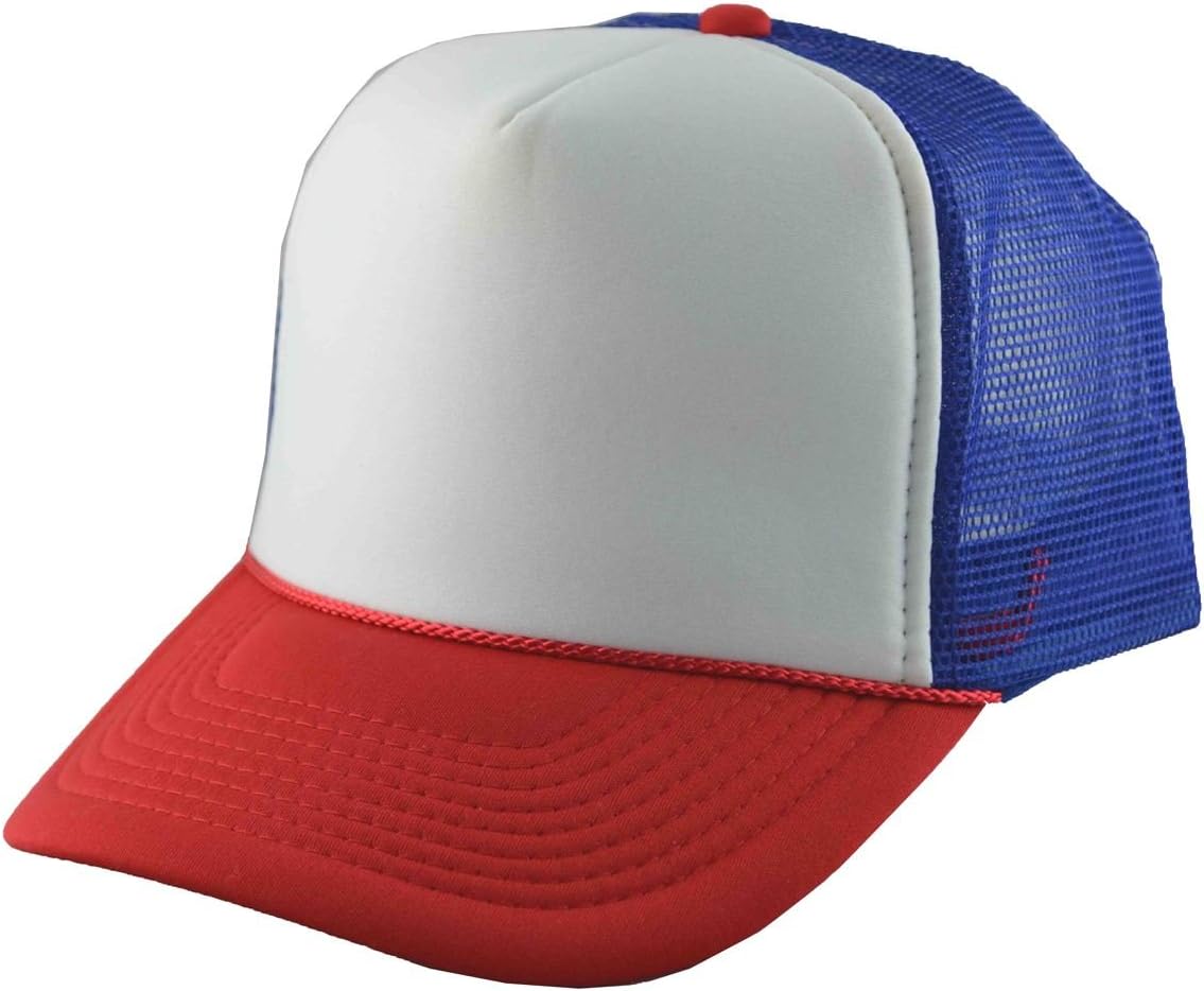 NIS Men's Mesh Trucker Adjustable Cap 3 Tone Royal Blue Red White