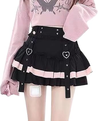 LAVASEON Womens Cute School Style Mass Production Skirt, Mine, 3 Layers, Ruffles, Korean Style, Clothes, Students, Tiered Bottoms, Forest Girl, A-line, Clean, Stylish