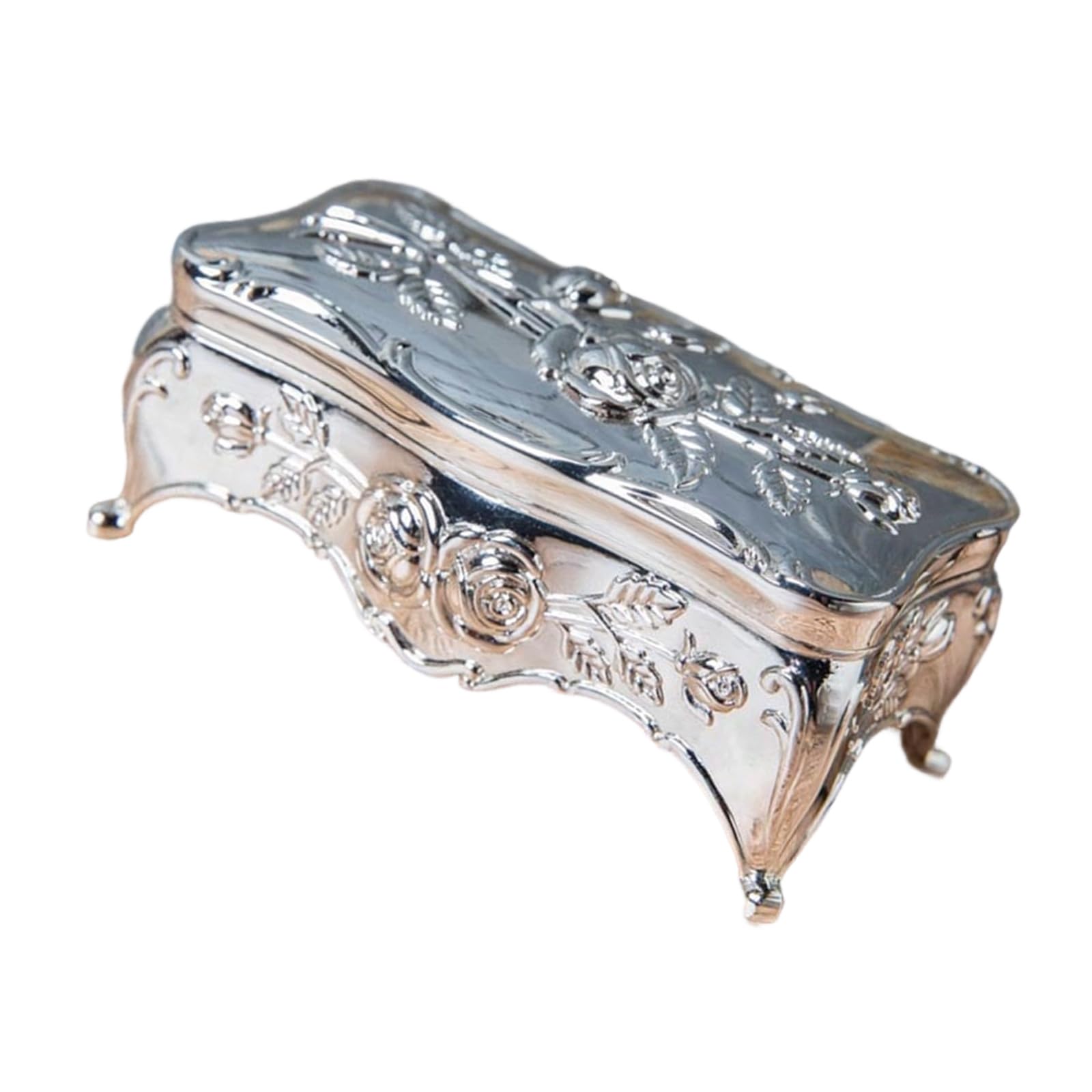 FGDTREE Handcraft Vintage Inspired Metal Storage Box with Intricate Floral Designs for Women Retro Jewelry Storage Case