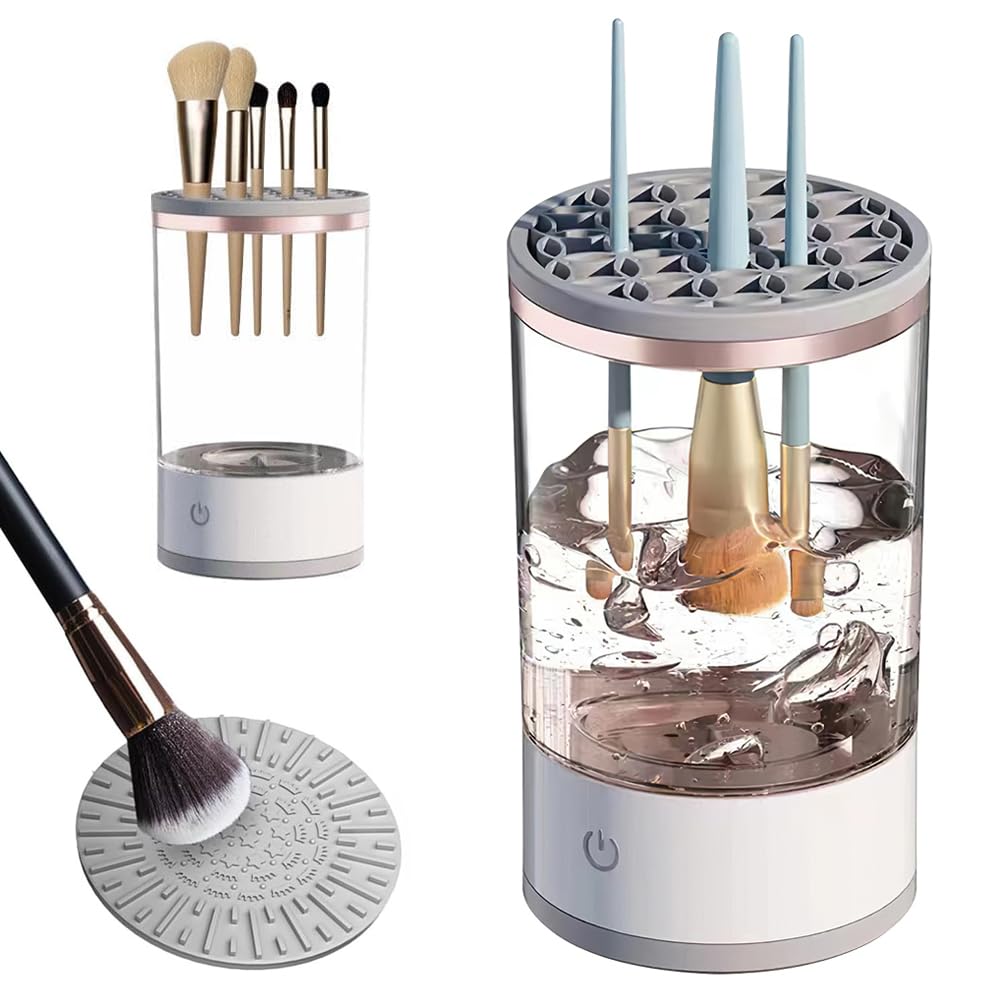 Elettrico per Pulisci Pennelli Make Up, Pulitore per Pennelli USB Automatico, Centrifuga Automatica da 7000 Giri/min, 2 in 1 Detergente per Pennelli da Trucco, per Tutti i Tipi di Pennelli