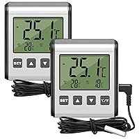 Vista 1 de Termómetro digital para refrigerador de 2 piezas, termómetro de panel inoxidable, alarma de temperatura alta y baja del congelador con sensor