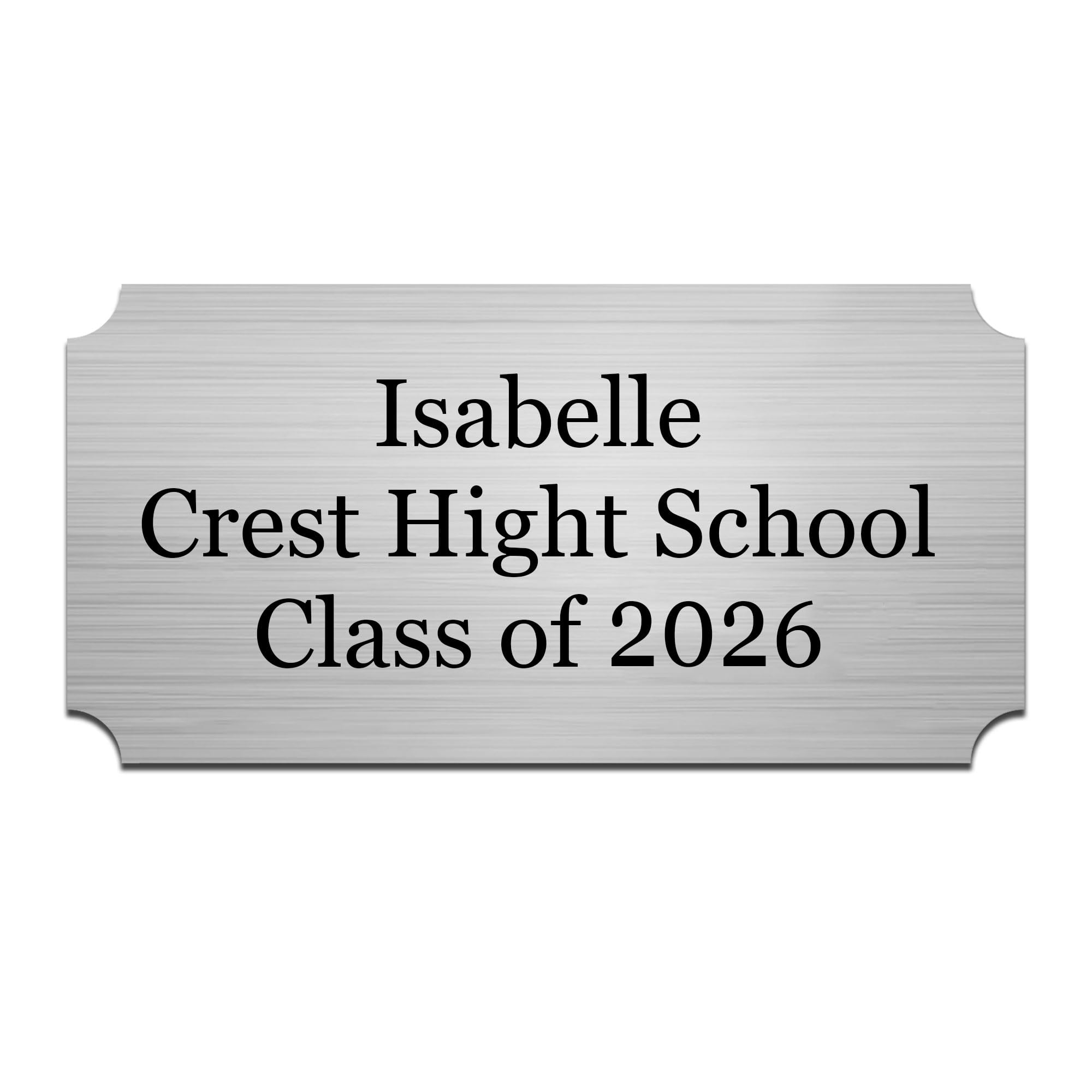 Engraved Name Plates 2" x 4" Graduation Gifts Class of 2026 Custom Plaque Trophy Plates Engraved Name Plate Custom Engraved Plate Personalized Engraved Brass Plaque(Silver-1, 2x4 in)