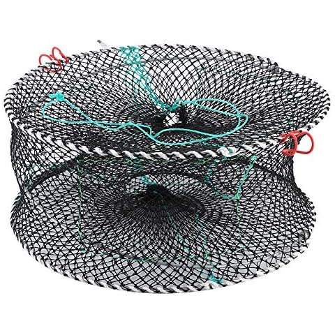 Alvinlite Three Entrances Crab Trap, Large Crawfish Trap Portable Collapsible Crab Pot Net Traps for Blue Crabs Crabbing Bait Lobster Crawfish Shrimp Fish Net 17.7in x 7.9in (45cm x 20cm) Cover