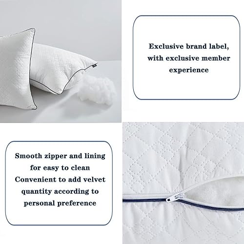 Miniatura 3 de Juego de 2 almohadas de cama de primera calidad para dormir tamaño King relleno alternativo almohada suave con refuerzo para personas que duermen de