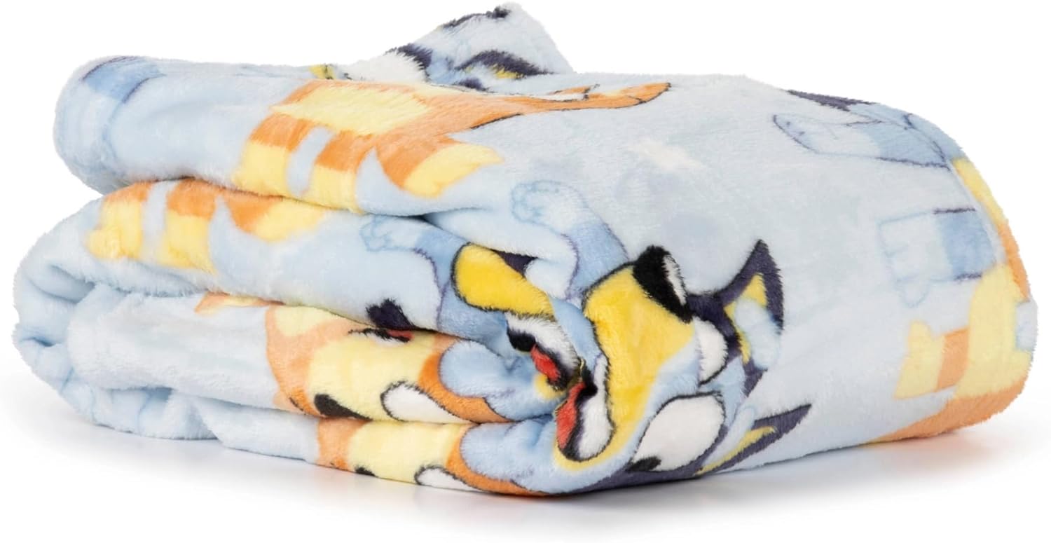 Northwest Bluey Busy Puppies Silk Touch Throw Blanket 40 x 50 and Character Hugger Pillow Set