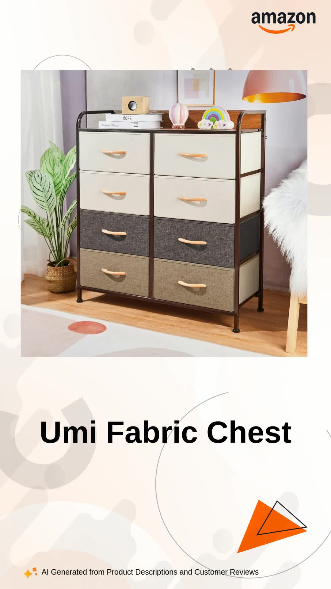 Amazon Brand - Umi Fabric Chest of 8 Drawers Closet Drawer