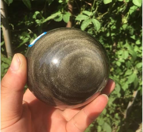 Miniatura 6 de StoneStory Esfera de piedra preciosa natural de cristal curativo de obsidiana dorada (obsidiana dorada, 1.96 - 2.16 pulgadas)
