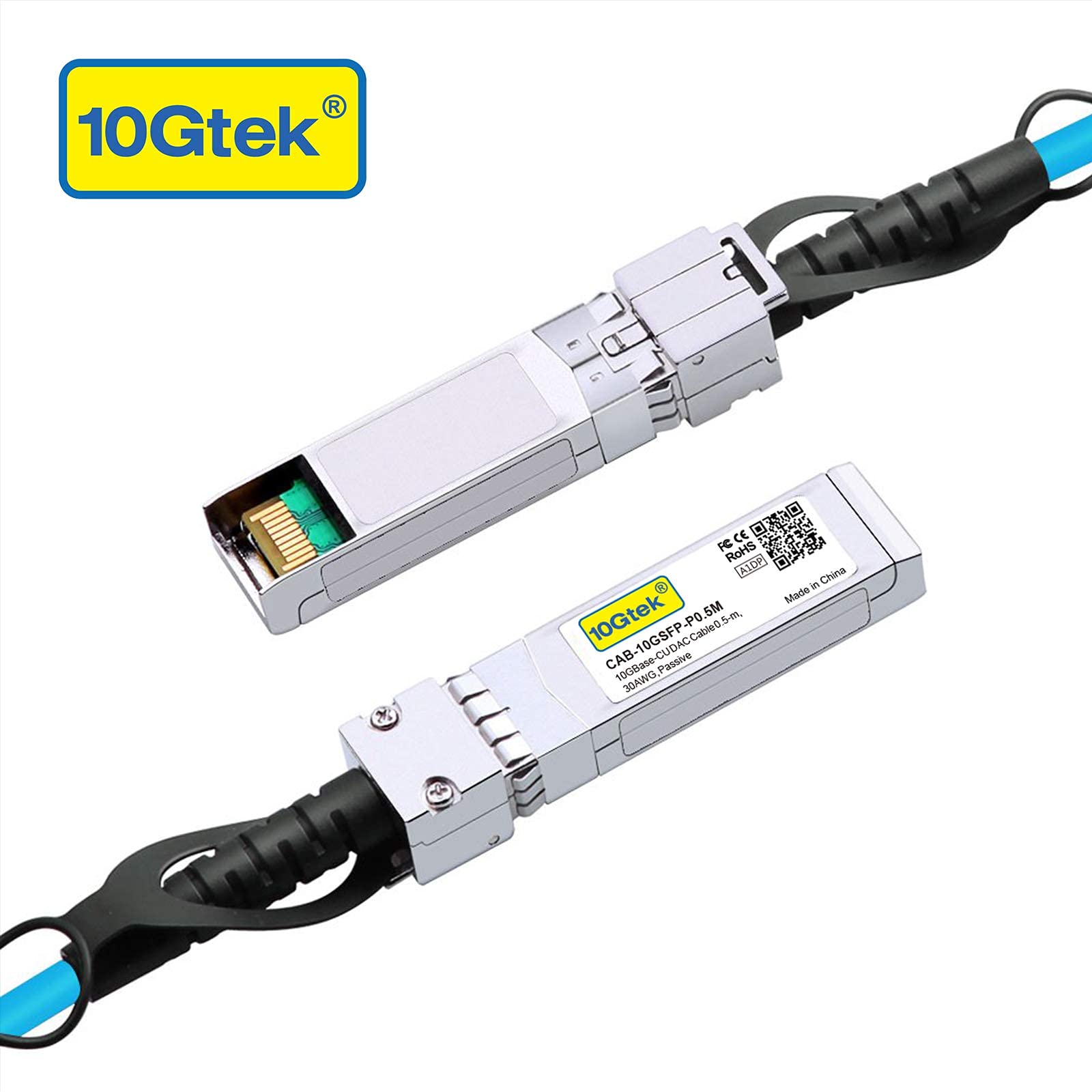10Gtek Câble DAC 10G SFP+ - Câble Twinax SFP pour Cisco SFP-H10GB-CU2M, Ubiquiti UniFi, D-Link, Supermicro, Netgear, Mikrotik, Fortinet, ZTE Devices, 2 mètres (6,5 pieds) bleu