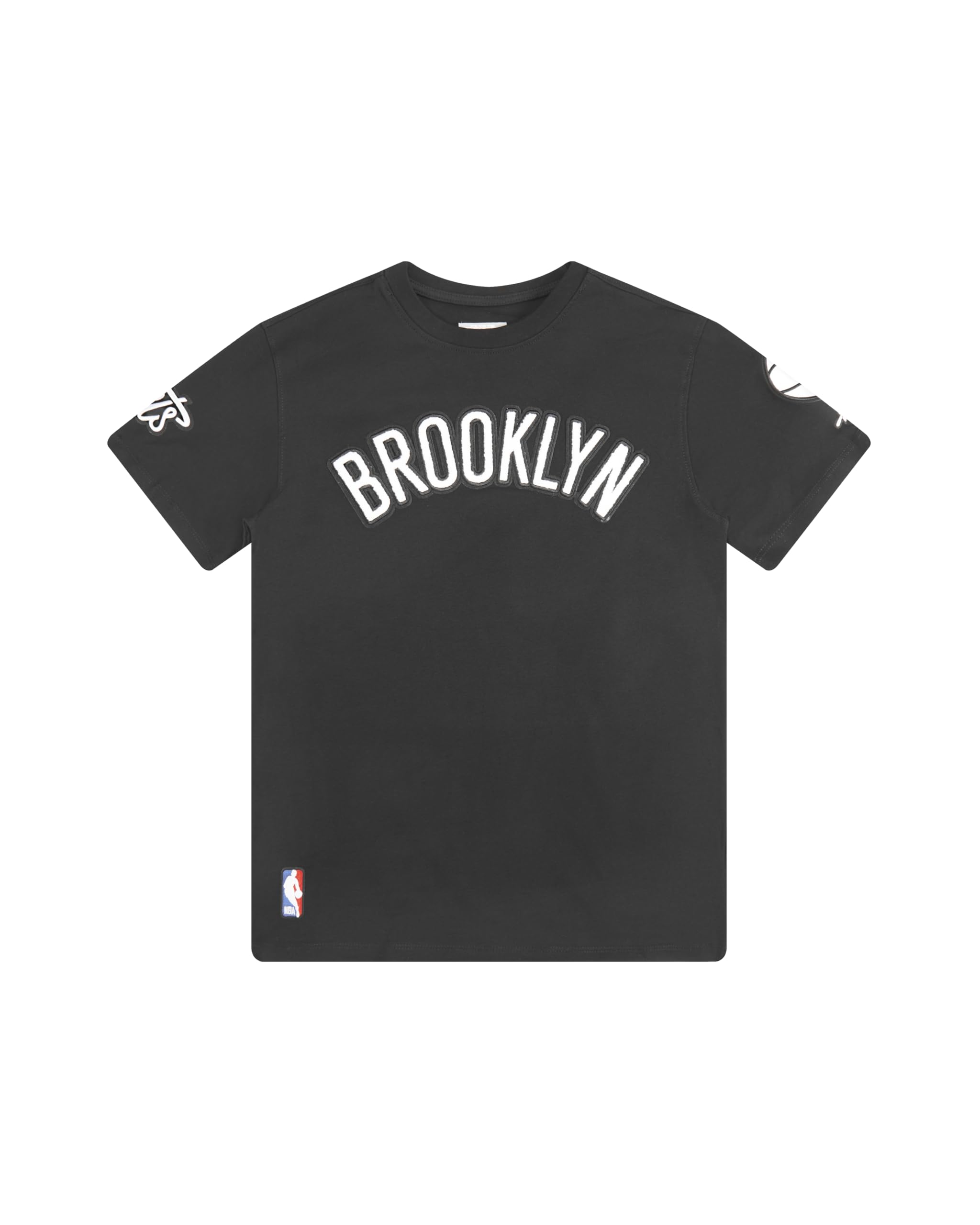 Big Boys NBA Classic Chenille Cotton Short Sleeve Tee, black, M