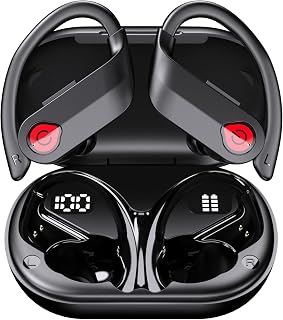 TANGEMPIRE Wireless Earbuds Bluetooth 5.3 Headphones Sport Wireless Earbuds with Earhooks Wireless Earphones in Ear Buds Mic Noise Cancelling Earbuds 120H Playtime IPX7 Waterproof LED Display