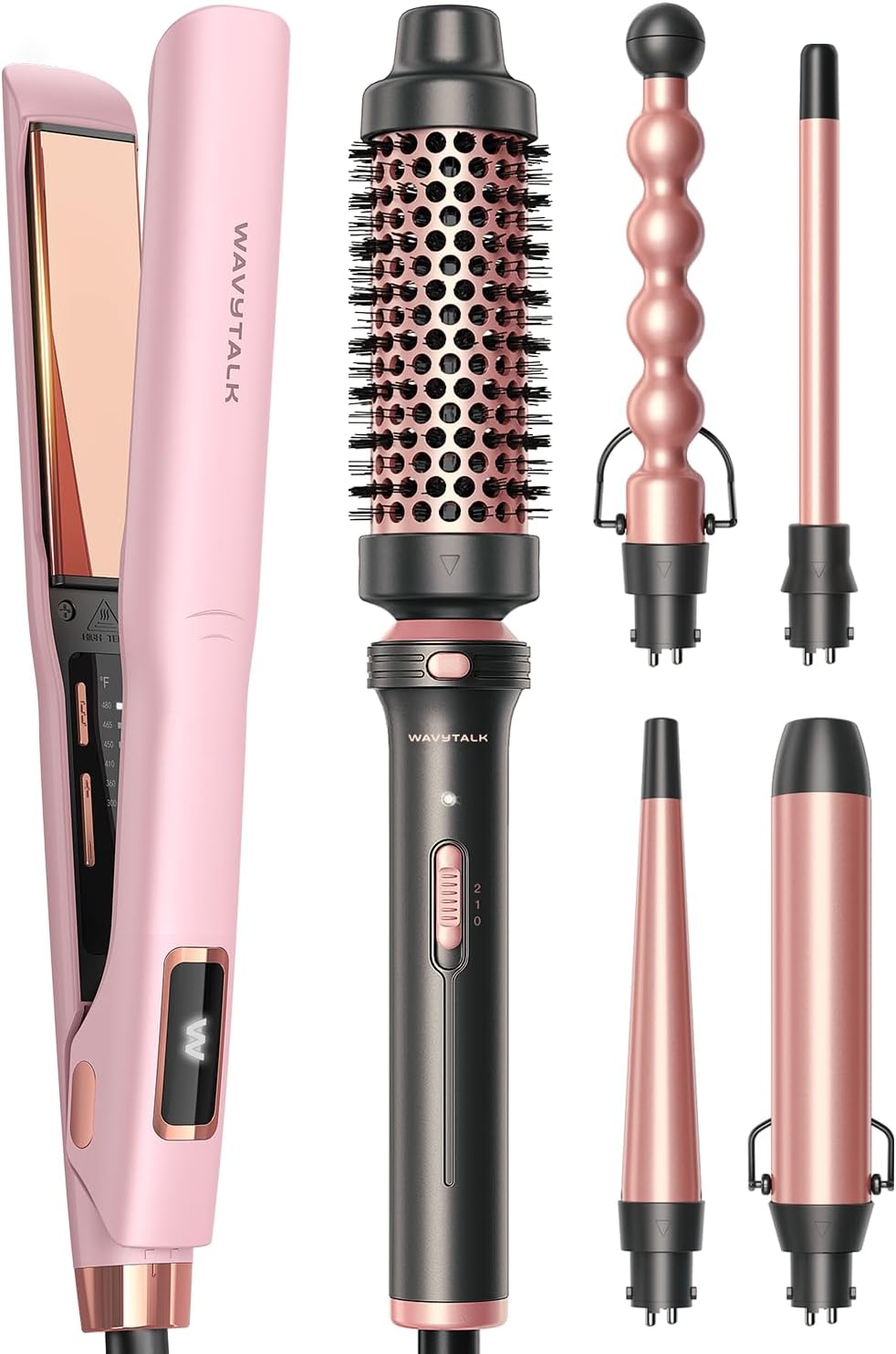 Wavytalk Professional Flat Iron Hair Straightener and 5 in 1 Curling Wand Set