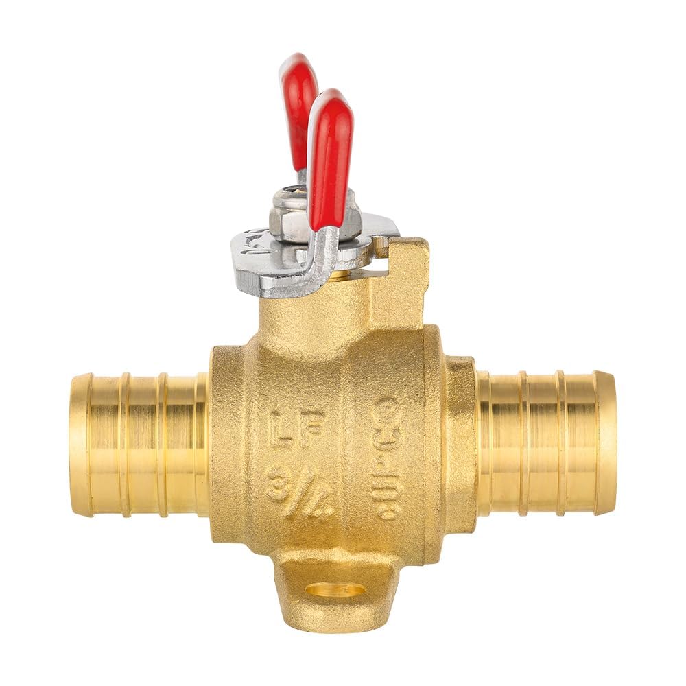 EFIELD - Confezione da 10 valvole a sfera a crimpare da 3/4" Pex con orecchio a goccia per caldo e freddo, con manico a farfalla, ottone LF, NSF/ANSI 61 (10)