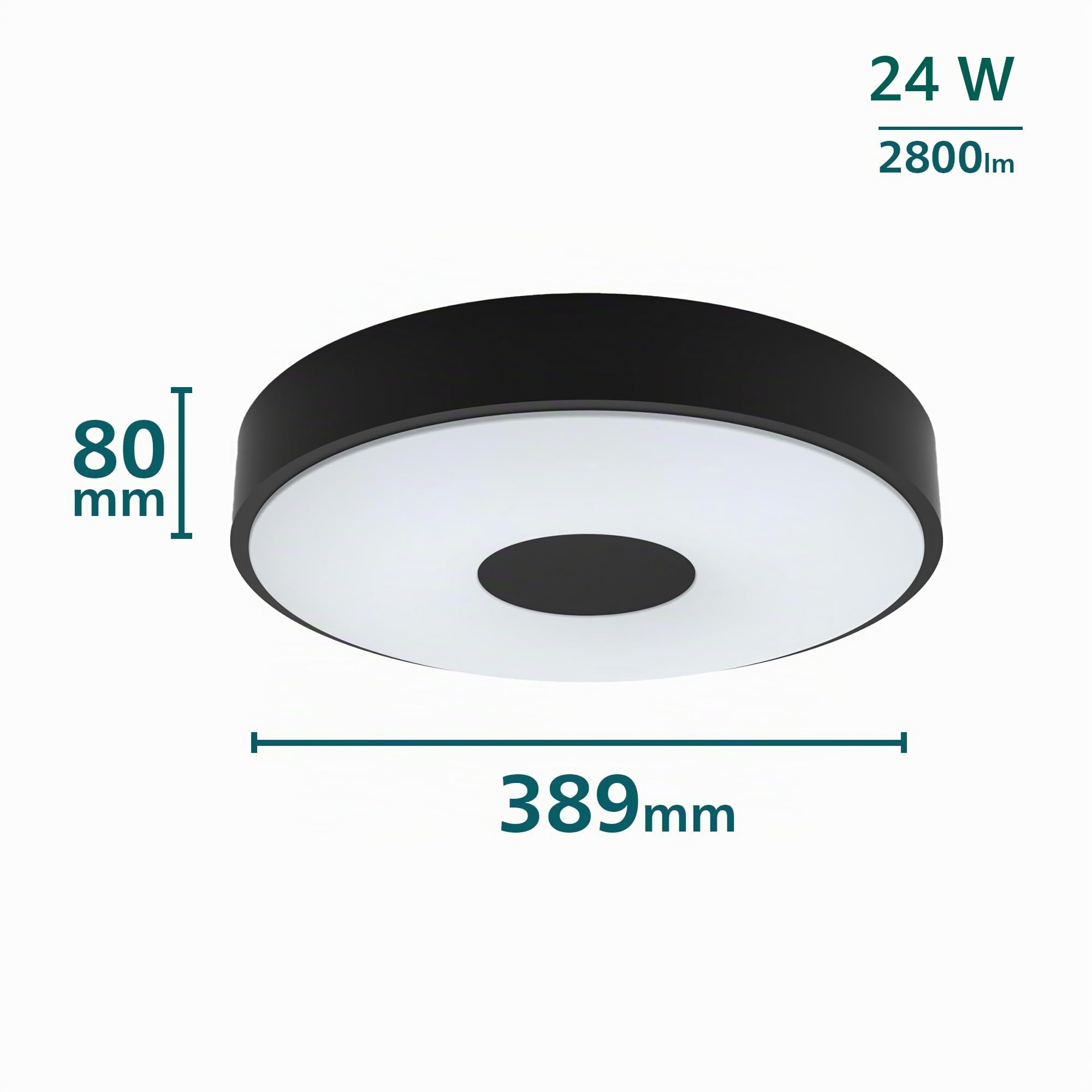 Philips LED Coiner Plafón de Techo, 24W, 2800 lm, Luz Blanca Fría 4000K, Protección IP20, SceneSwitch, Redondo, Color Negro