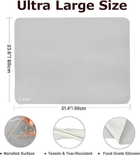 Miniatura 2 de Sapid Hoja de silicona extra grande para manualidades de 23.6 x 31.4 pulgadas, alfombrillas de silicona gruesa para fundición de joyas, alfombrilla