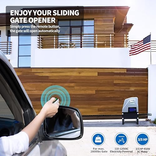 Miniatura 2 de TOPENS CK1100 Abridor automático de puerta corredera con transmisión por cadena, motor de puerta eléctrica para puerta deslizante de entrada pesada