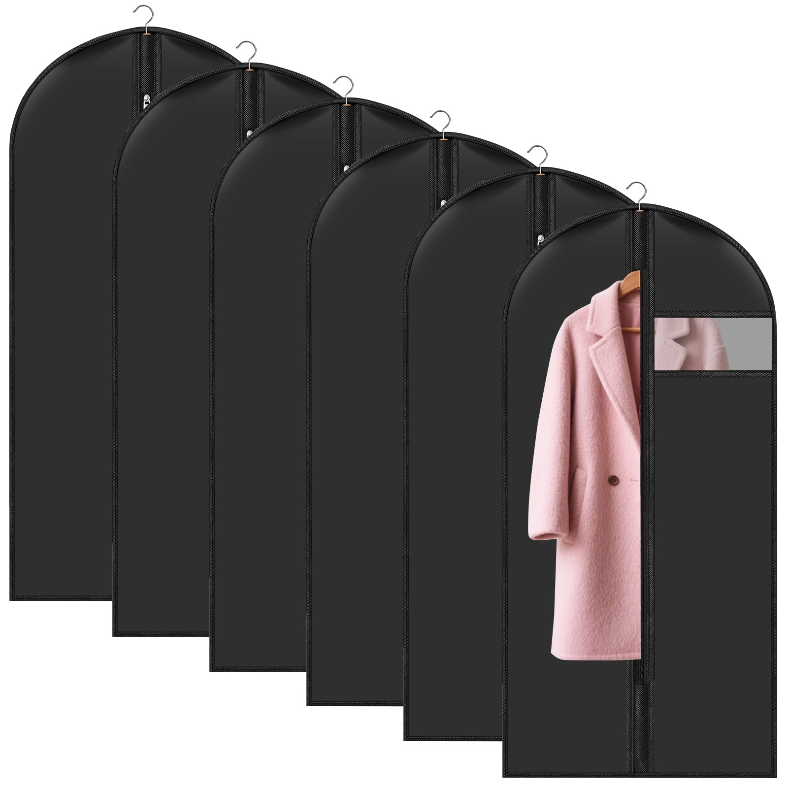Housses De Vêtements 60 X 140 CM Lot De 6, Housse De Protection Pour Vêtements Anti Poussière Imperméables Avec Zip, Housse Vetement à Suspendre Pour Rangement Pour Chemise Costumes Manteaux Clothes