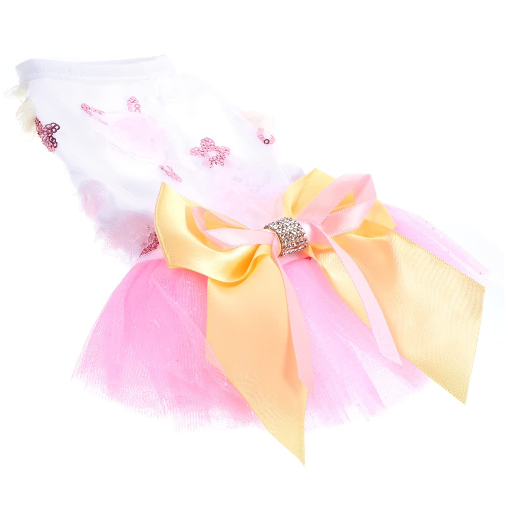 Angoily 4 Piezas Vestido De Princesa Perro Ropa De Perro De Fiesta Ropa De Lentejuelas Trajes para Niñas Vestido De Encaje Trajes De Juego De rol Falda Vestido De Verano Mascota Poliéster