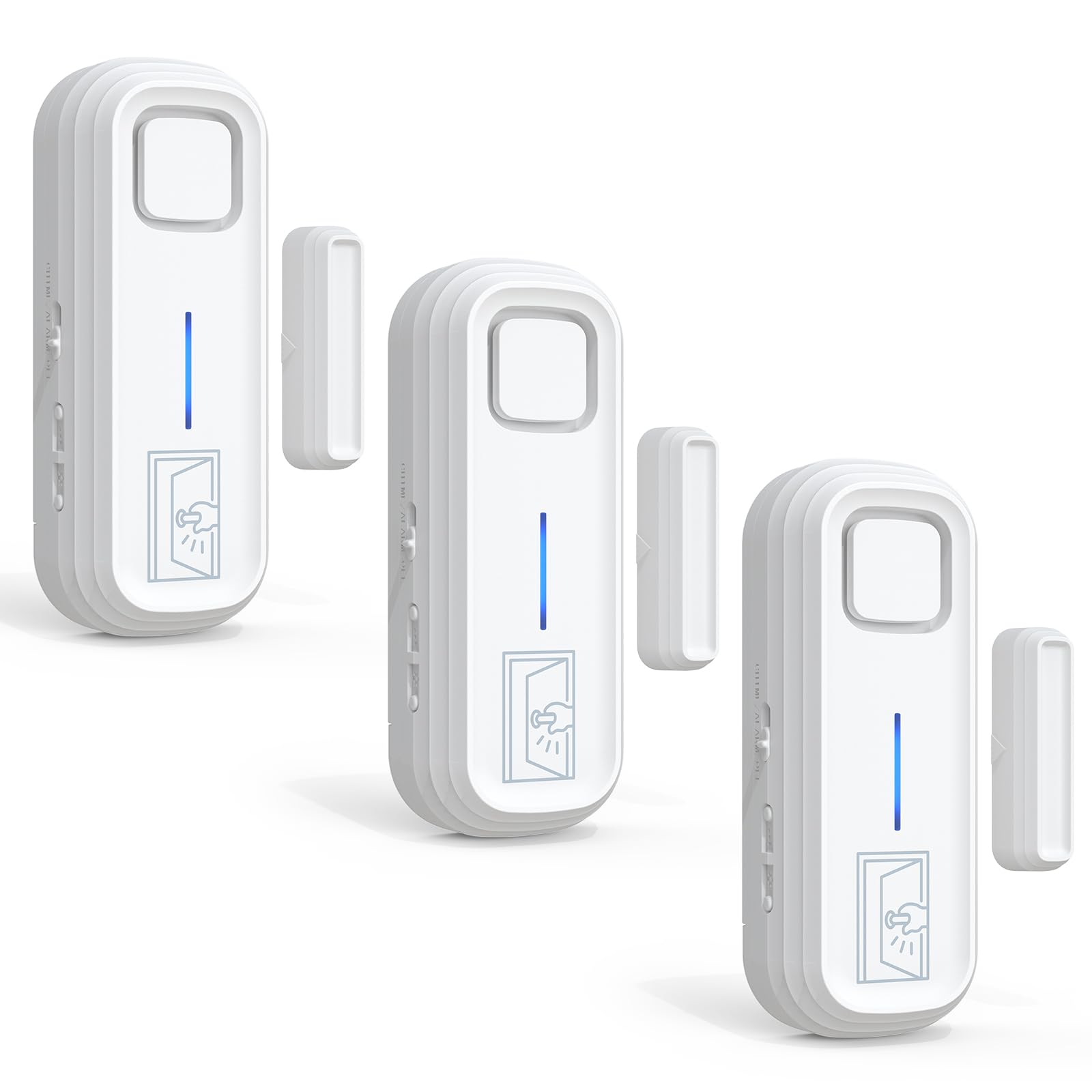 SanJie Alarma de puerta y ventana, juego de 3 alarmas de puerta con mando a distancia, 4 modos, 120 dB, alarma de puerta / tecnología de seguridad, protección contra robos con sistema de alarma de