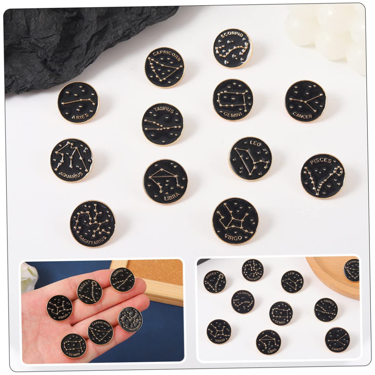 60stücke Teiliges Set Von Zodiac Emaille Broschen Dekorative Anstecker Für Kleidung Taschen Und Hüte Stilvolle Accessoires Für Fans Der Astrologie