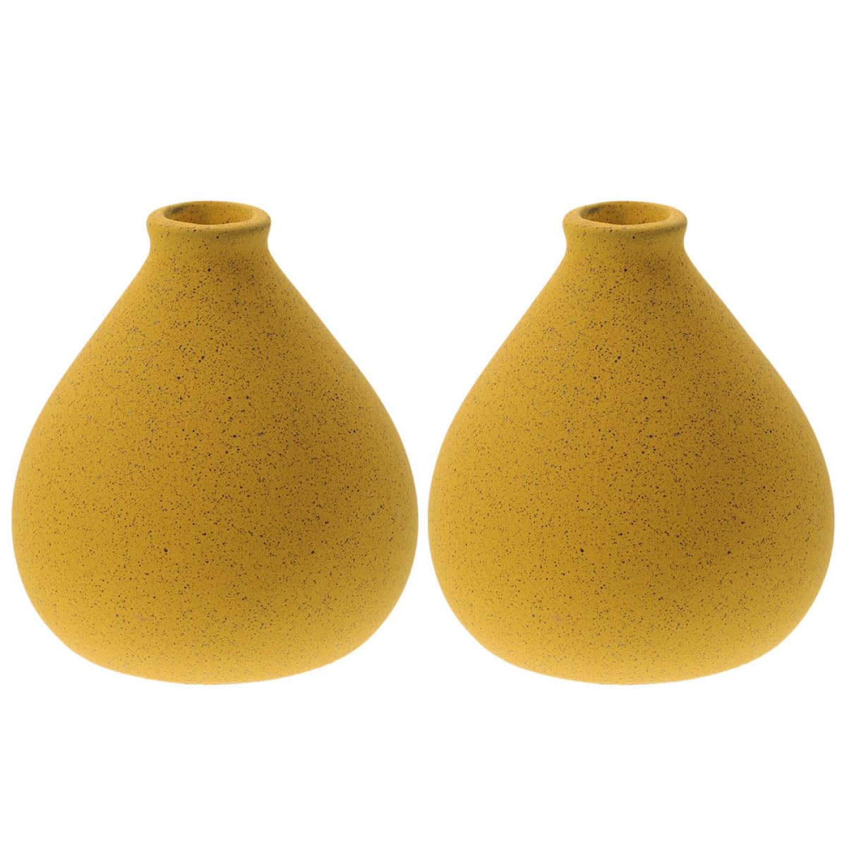 Jarrones de cerámica pequeños Beaupretty en pack de 2 piezas amarillas para flores secas en mesa