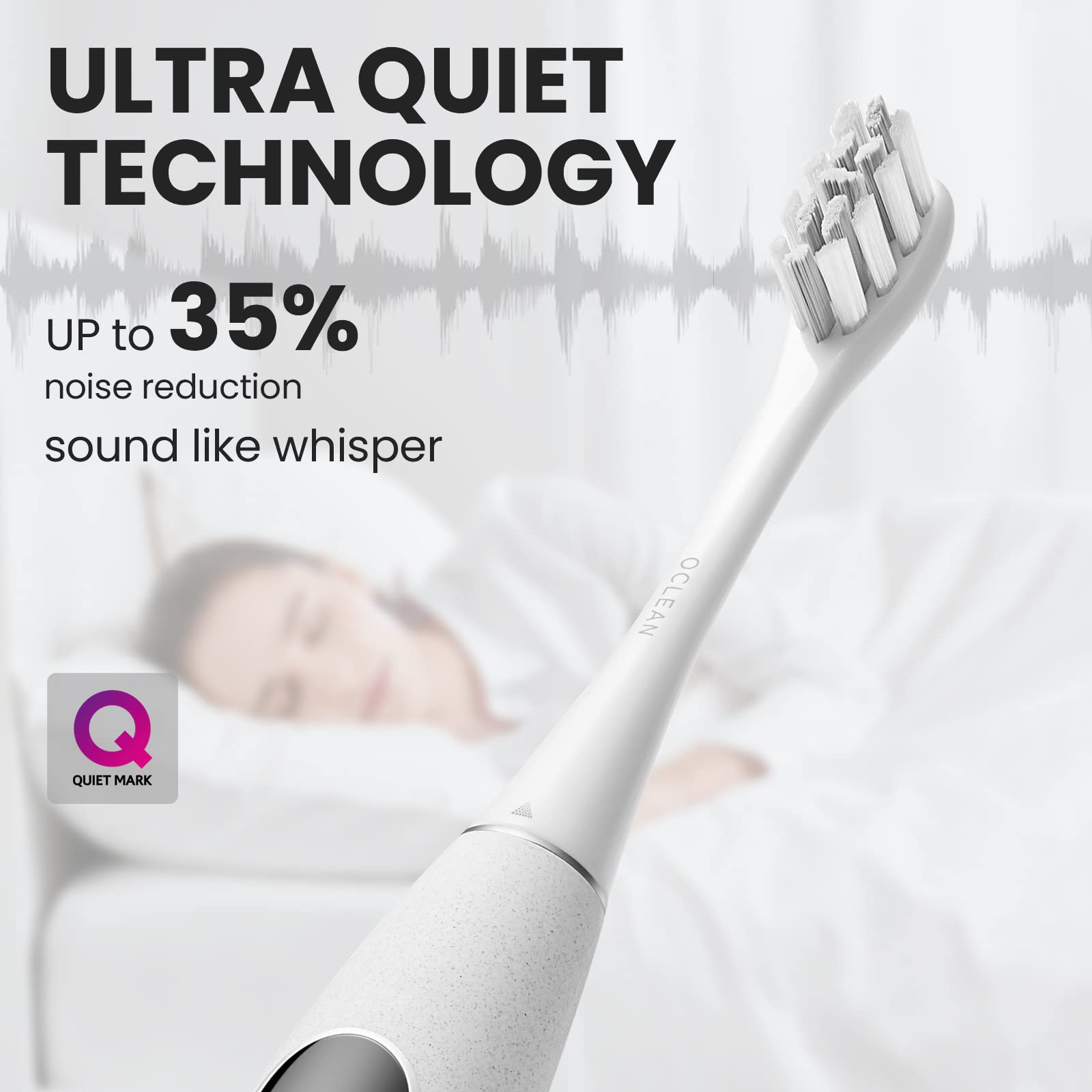 Oclean X Pro Elite, Smart Mute Brosse A Dents Electrique Sonique, 4 Modes De Blanchiment, Charge Rapide pour 35 Jours, IPX7, Étui de voyage - Gris