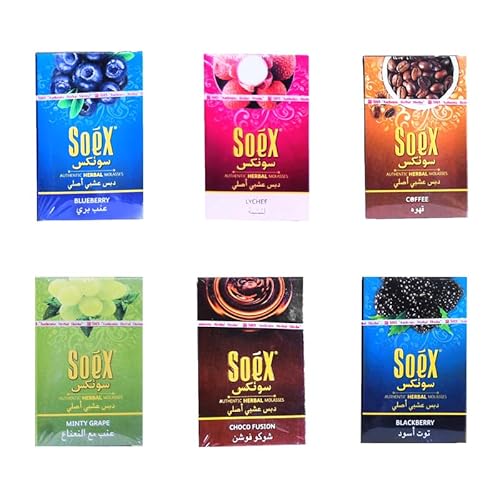 Soex ハーブPremium Hydro Herbal hookah shisha flavors bong 6x50g Packs,300Gram,水タバコタバコ水たばこweed タバコフルーツフレーバー molasses No Tobacco no