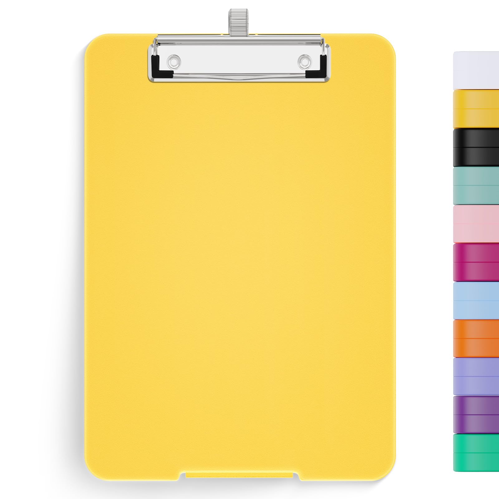 Hongri A5 Clipboard with Storage, Metal Retractable Pen Holder, 6 x 9'' Nursing Plastic Foldable Clip Board, Size 9.4 x 6.1 x 0.9 in, Office Supplies, School Supplies, Menu Box for Work, Yellow