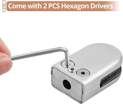 Miniatura 8 de Kamtop Abrazadera de vidrio, abrazadera redonda de vidrio de 0.236 a 0.276 pulgadas, soporte ajustable, abrazaderas de acero inoxidable 304, parte