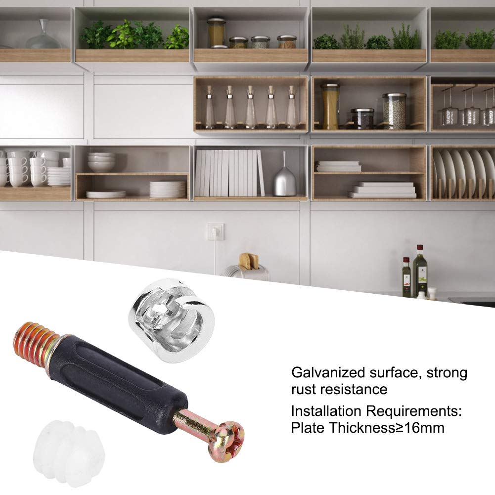 100 Sets Furniture Cam Lock Fasteners, Furniture Screws and Fasteners 3 in 1 Eccentric Wheel Connecting Piece Hardware for Plate Thickness ≥16mm Furniture Screw Nut Kit