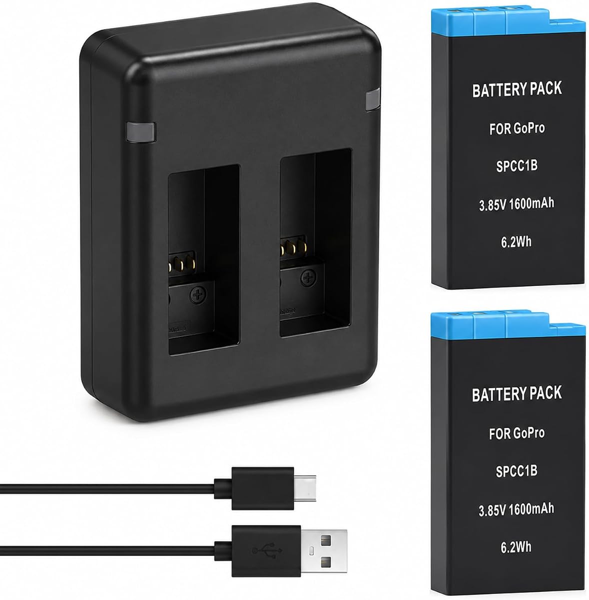 Upgraded 2-Pack Batteries for GoPro Max 360 Camera | with 2-Channel USB Charger ,Compatible with GoPro Max 360 ACDBD-001, ACBAT-001 Battery
