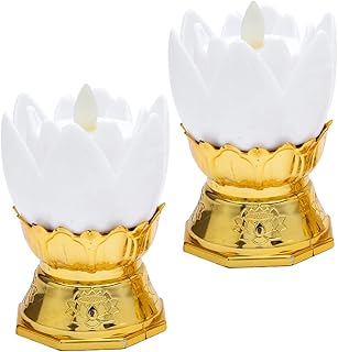 LABRIMP Lights Decorative Battery Buddhist Shape Battery- Yoga Lights: Flameless Ornaments Meditation Decor, Light Lotus Gradient Buddhism White Lamp: Warm Things Faith Supplies