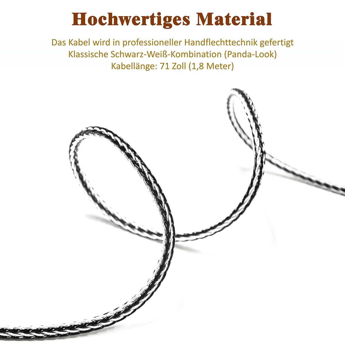 GUCraftsman Kompatibel mit Dan Clark Audio AEON 2, STEALTH, EXPANSE, E3, NOIRE XO, ETHER 2 – 16-adriges Kopfhörer-Upgrade-Kabel in 7N Einkristall-Silber/Kupfer-Mischverflechtung (4,4 mm Stecker)