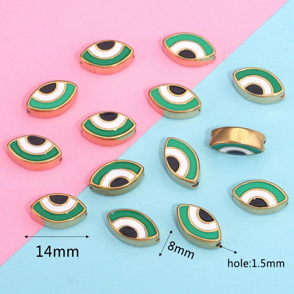 14 x 8 mm, 10 szt., oczy, małe ryby, koraliki ze stopu emalii, koraliki, emaliowane, różne pozłacane emaliowane zawieszki do produkcji biżuterii, złoty motyw