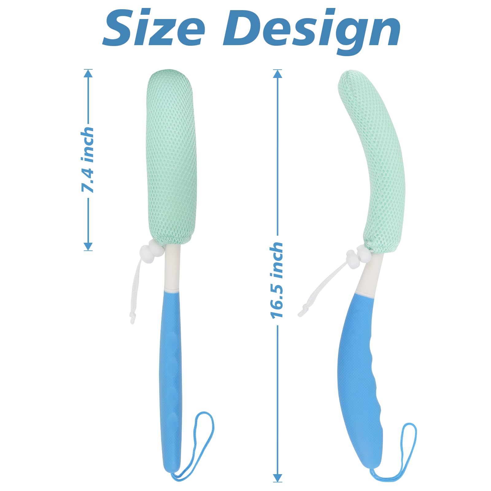 Szczotka do kąpieli z gąbką do pleców 39 cm, siatka do kąpieli z antypoślizgowym zakrzywionym długim uchwytem, szczotka do kąpieli dla osób starszych, do kąpieli i pod prysznicem