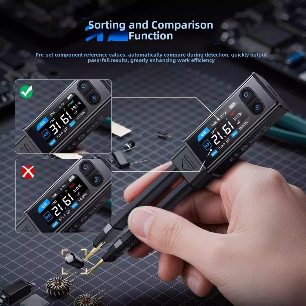 LCR-ST2 2-in-1Tester Smart Bridge Tweezer Kit,LCR/ESR Klemmmessgerät,digital brücke tester Digital bridge Messgerät LCR Messgerät Widerstand Induktivität Kapazität Bauteilprüfung(LCR-ST2 high)