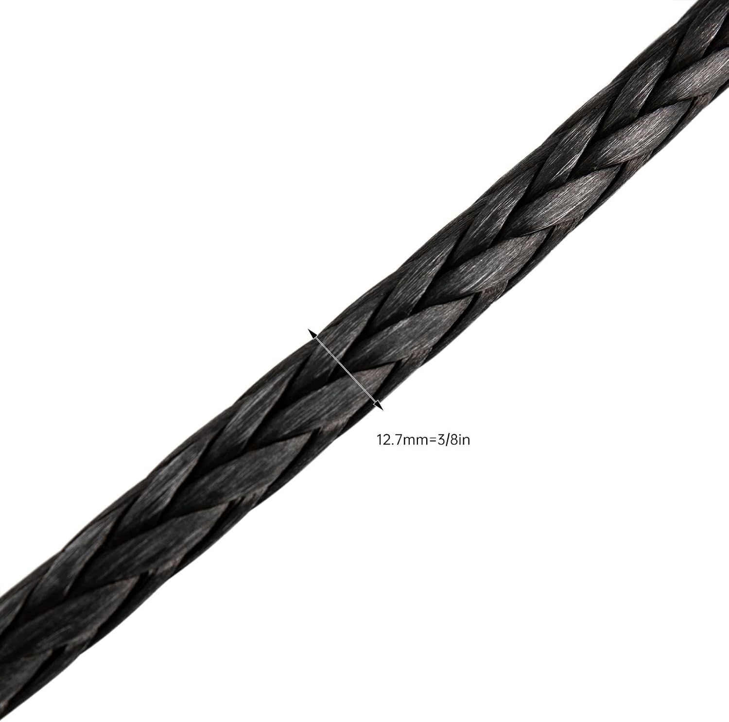 1/2" x 92 Ft Heavy-Duty Utility Winch Rope, 23,809 lbs Synthetic Tow Cable with Protective Sleeve & Hook, Abrasion-Resistant Recovery Line for Truck Towing, Farm Tractor, Garage, ATV SUV (Black)
