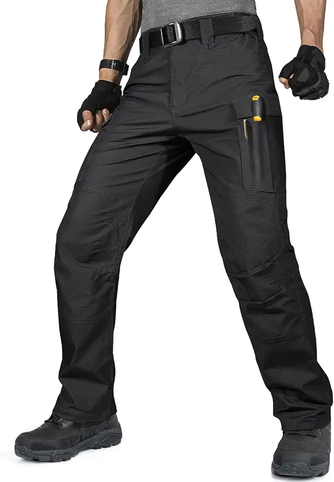 FREE SOLDIER Men's Tactical Pants Water Resistant Ripstop Cargo Work Lightweight EDC Hiking Pants with Multi Pockets