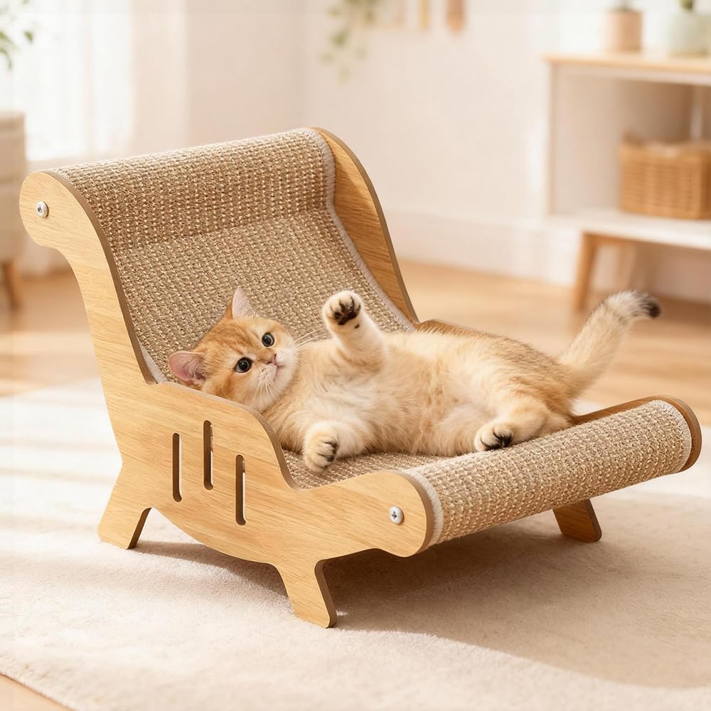 Chaise en Sisal pour Chat, 2-en-1 Chaise Longue pour Chat Peut Dormir et Aiguiser Ses Griffes, Grattoir en Sisal, Chai-se de Plage pour Ch-at, Lit en Si-sal pour Ch-at, pour Petits Animaux