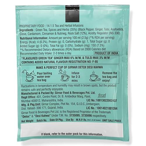 Miniatura 8 de Girnar Té verde Detox (36 bolsitas de té)