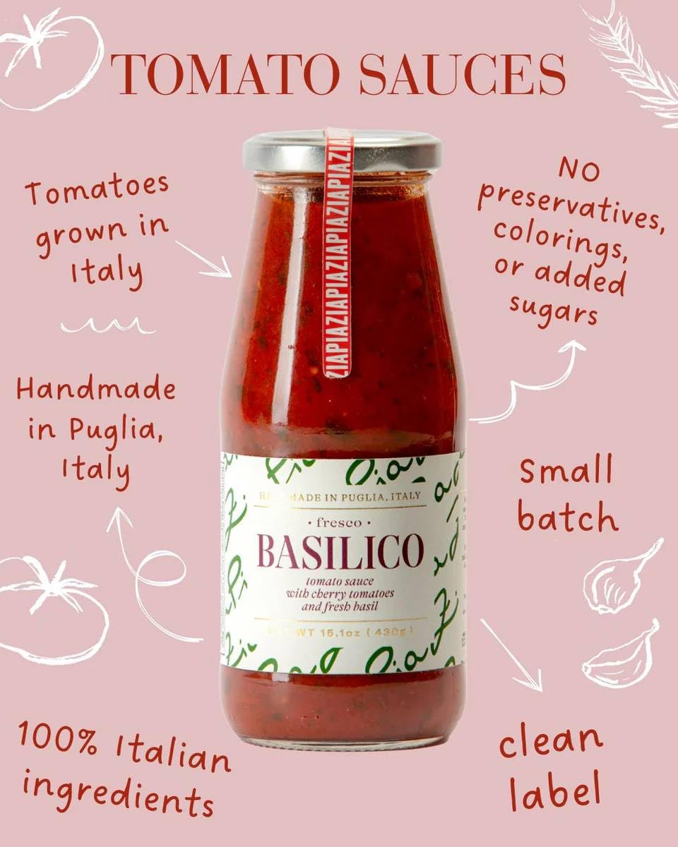 Zia Pia Basilico Tomato Sauce - 15.1 Ounce | Authentic Italian Pasta Sauce + Zia Pia Extra Virgin Olive Oil - 500 mL | Small Batch Organic Olive Oil image 2