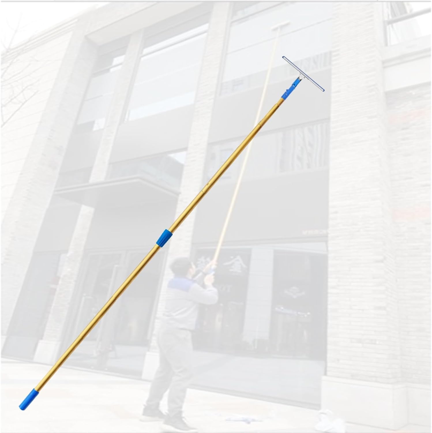 Adjustable High Reach Window Cleaning Kit, Professional Windows Cleaner Set for Hard to Reach Outside, Window Washing Kit with Extension Pole for Skylights(1PC,L 34.5ft/10.5m)
