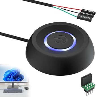 PC Power Button, PC Power Switch Cable with LED Light, External Extension Switch for Power on Key for Home Desktop, E-Sports Computers and Internet Cafes Black