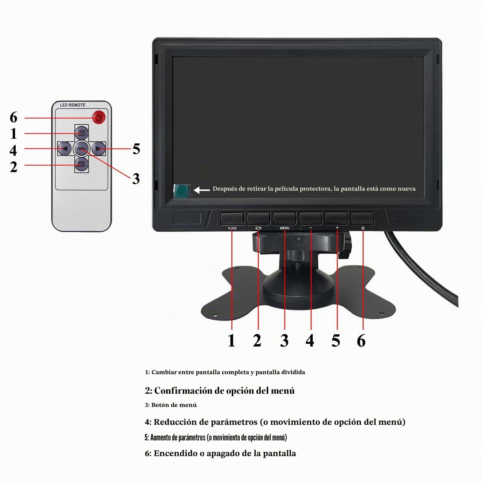 Cámara de marcha atrás AHD 1080P para vehículo y camión con monitor de pantalla de 2 divisiones de 7 pulgadas, 2 cámaras de visión trasera impermeables de visión nocturna con cable de 15 m para