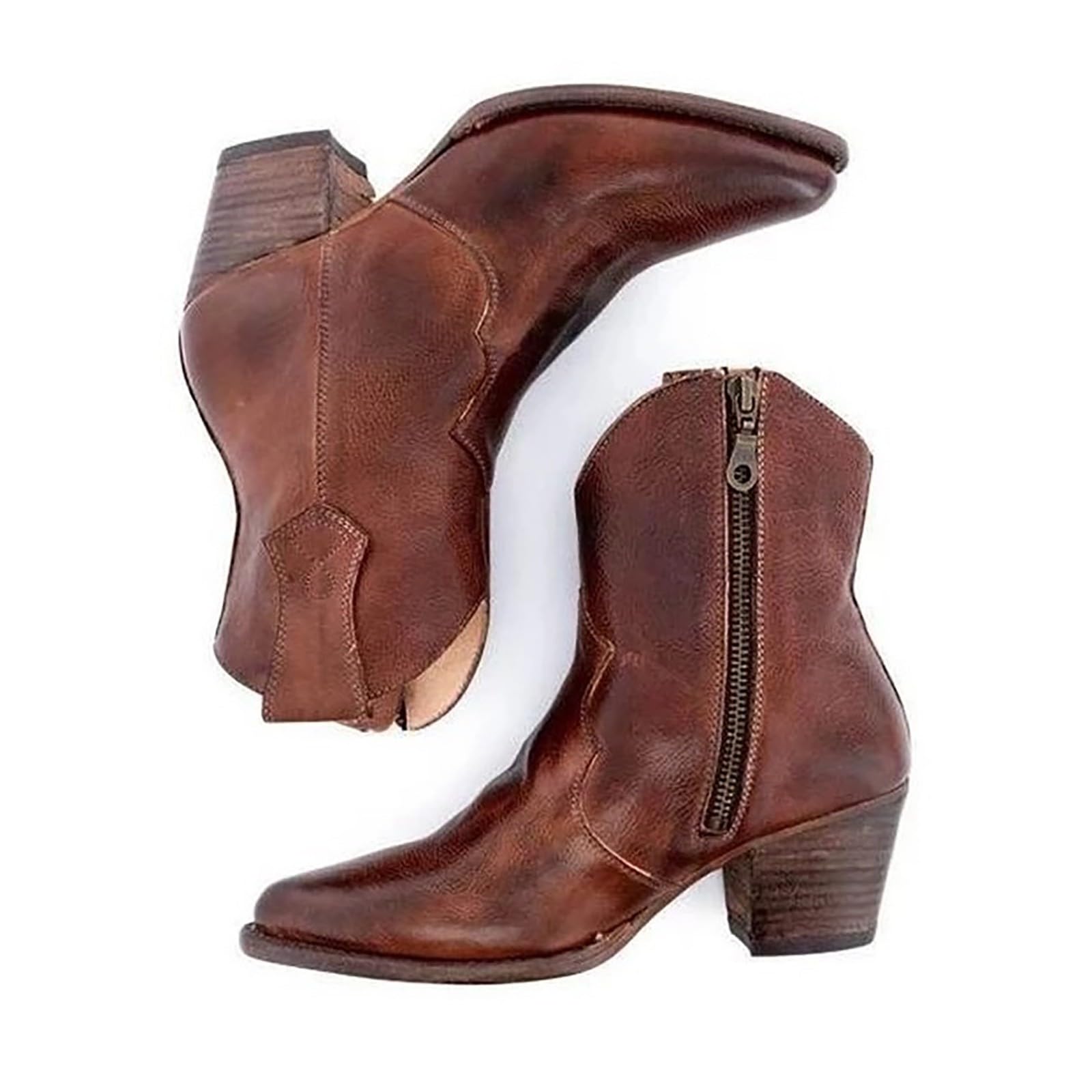 Damskie kowbojskie buty wygodne wsuwane z boku zamek błyskawiczny masywny obcas haftowane zachodnie kowbojka retro wysokie buty na imprezę tematyczną koncert country
