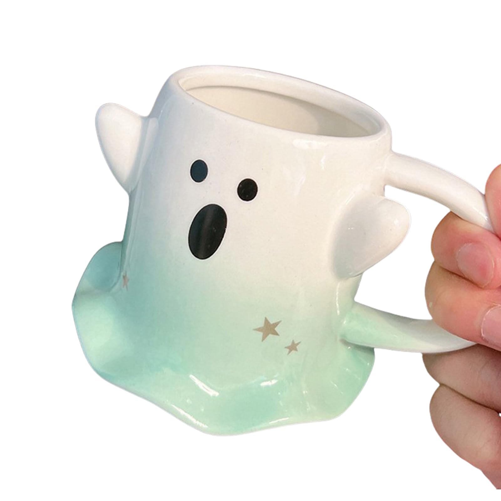 MALSSE Cuteness Specter Shape Ceramics Coffee Cup Nonslip Bottom Mug Creative Drinkware Perfect Couple Present for Halloween Nonslip Bottom Mug