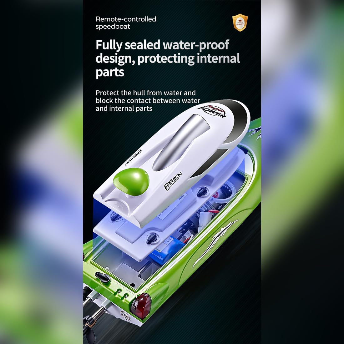 NULA Barca da corsa radiocomandata da 35 km/h, per piscina, lago, fiume e laghetto, barca telecomandata da 2,4 GHz con illuminazione a LED, ripristino del Kenter premendo un pulsante, avviso di