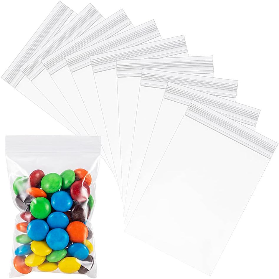Small Plastic Baggies 2 mil 300pcs, 2 x 3 inch Resealable Clear Zip Top Lock Storage Bags for Pills Jewelry Earring Diamond Painting